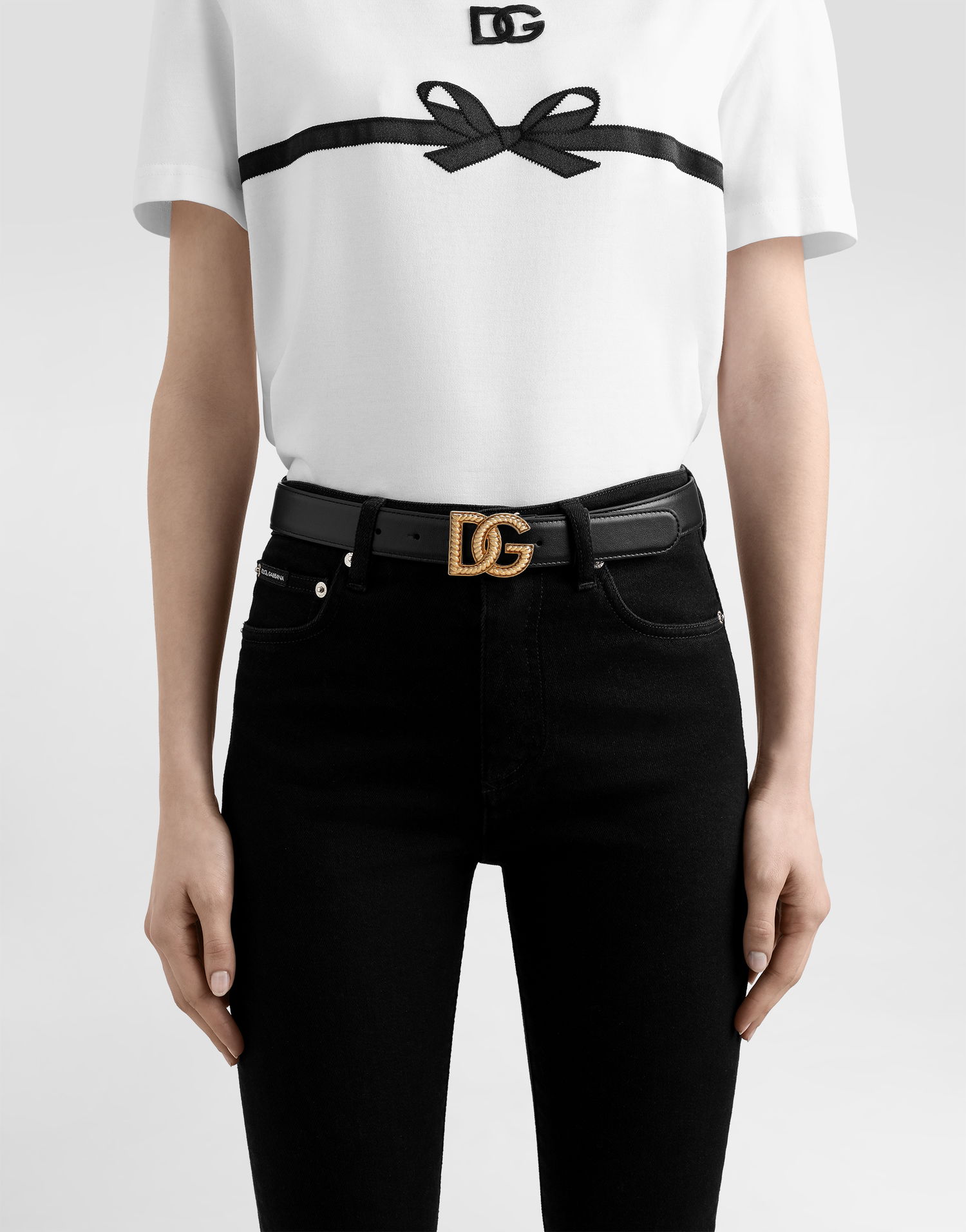 Bælter Dolce & Gabbana Dolce & Gabbana DG Logo Leather Belt Sort | BE1663AV95680999, 1