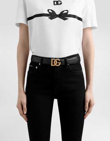 Bælter Dolce & Gabbana Dolce & Gabbana DG Logo Leather Belt Sort | BE1663AV95680999, 1