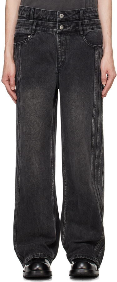 Jeans Feng Chen Wang Feng Chen Wang Double Waist Seaming Jeans Sort | FUF18TR10B, 0