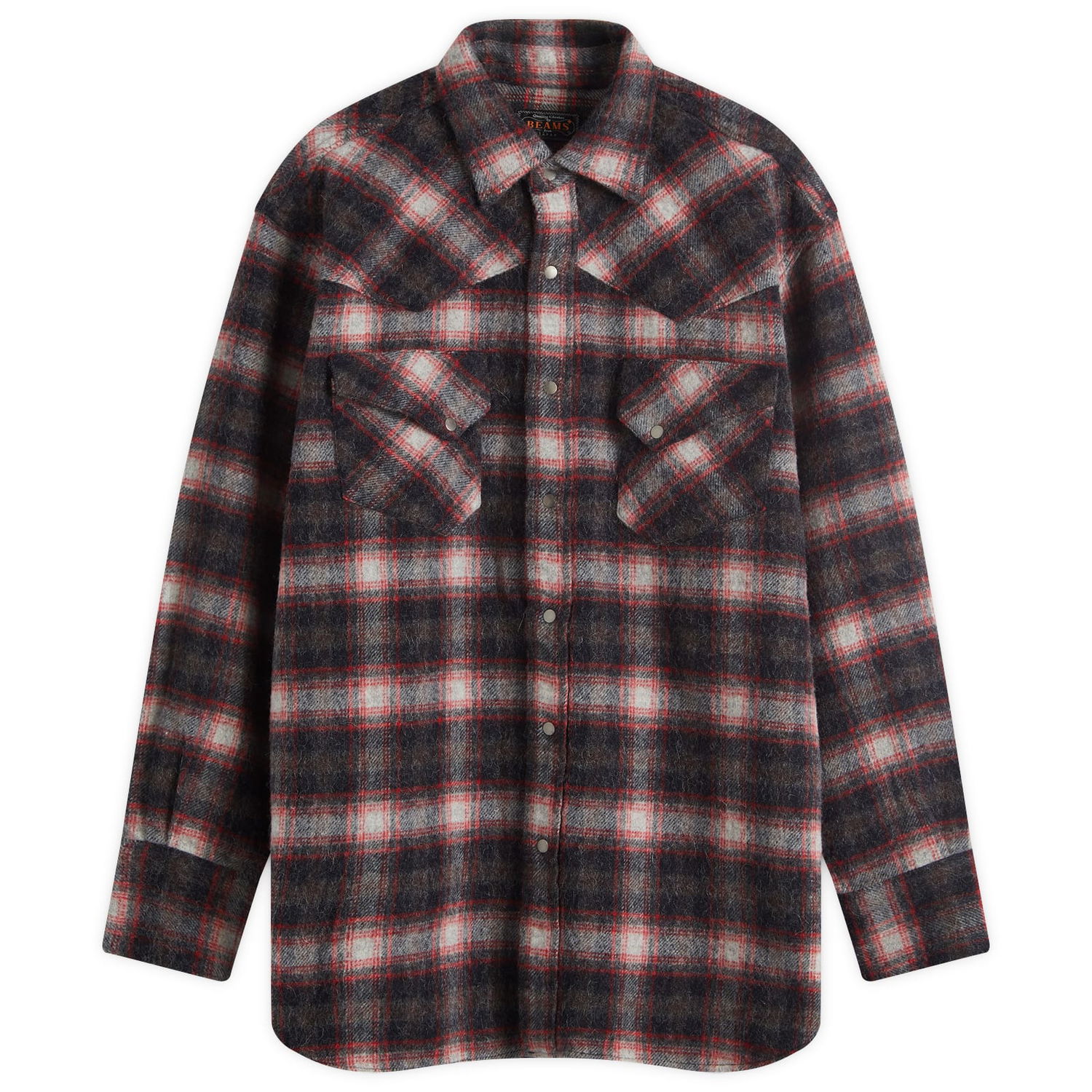 Skjorte BEAMS Beams Plus Western Wool Shirt, Size Large Flerfarvet | 3811-0904-791-19, 1