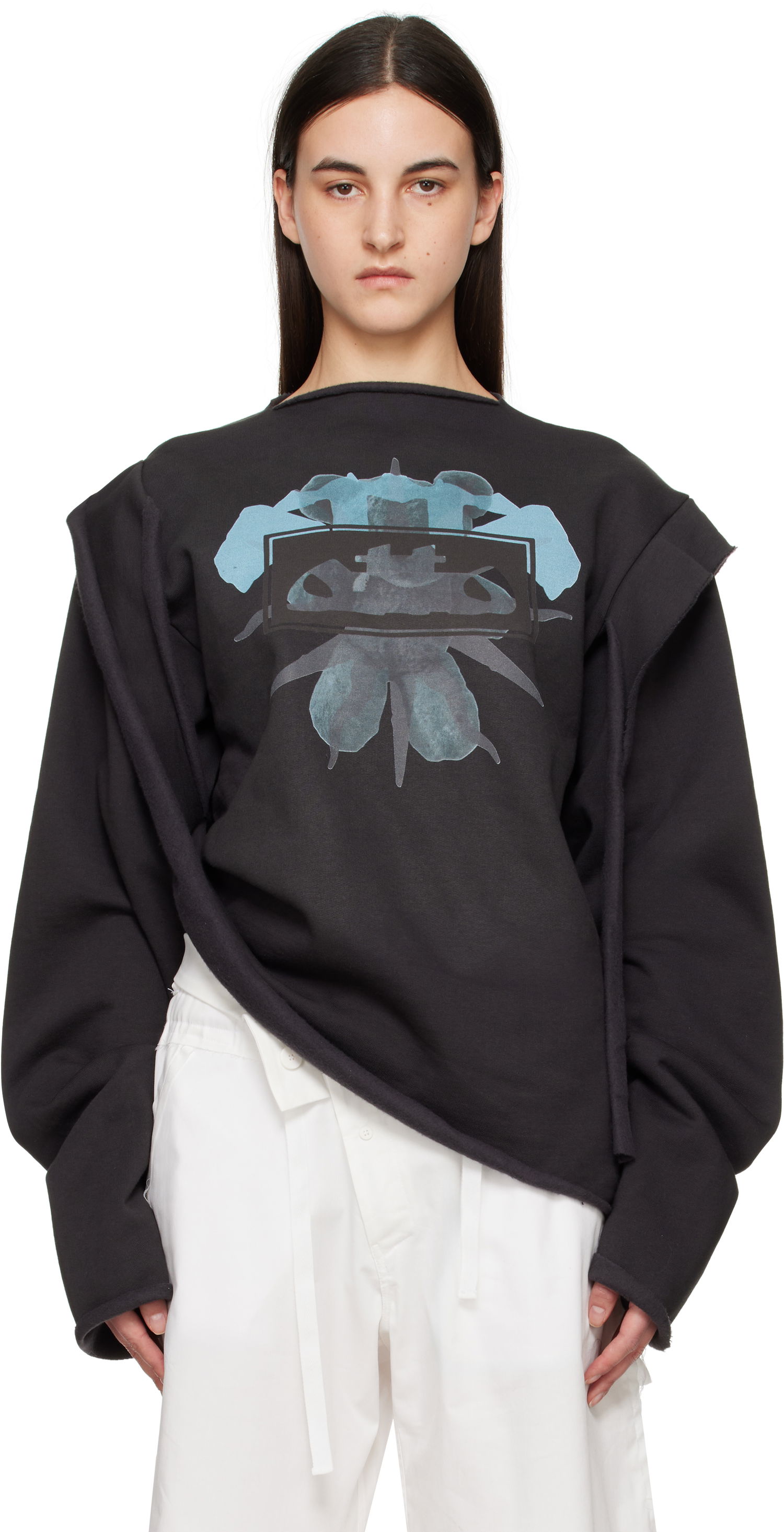 Sweatshirt Ottolinger Ottolinger Drape Crewneck Sweatshirt Sort | 11510261502, 0