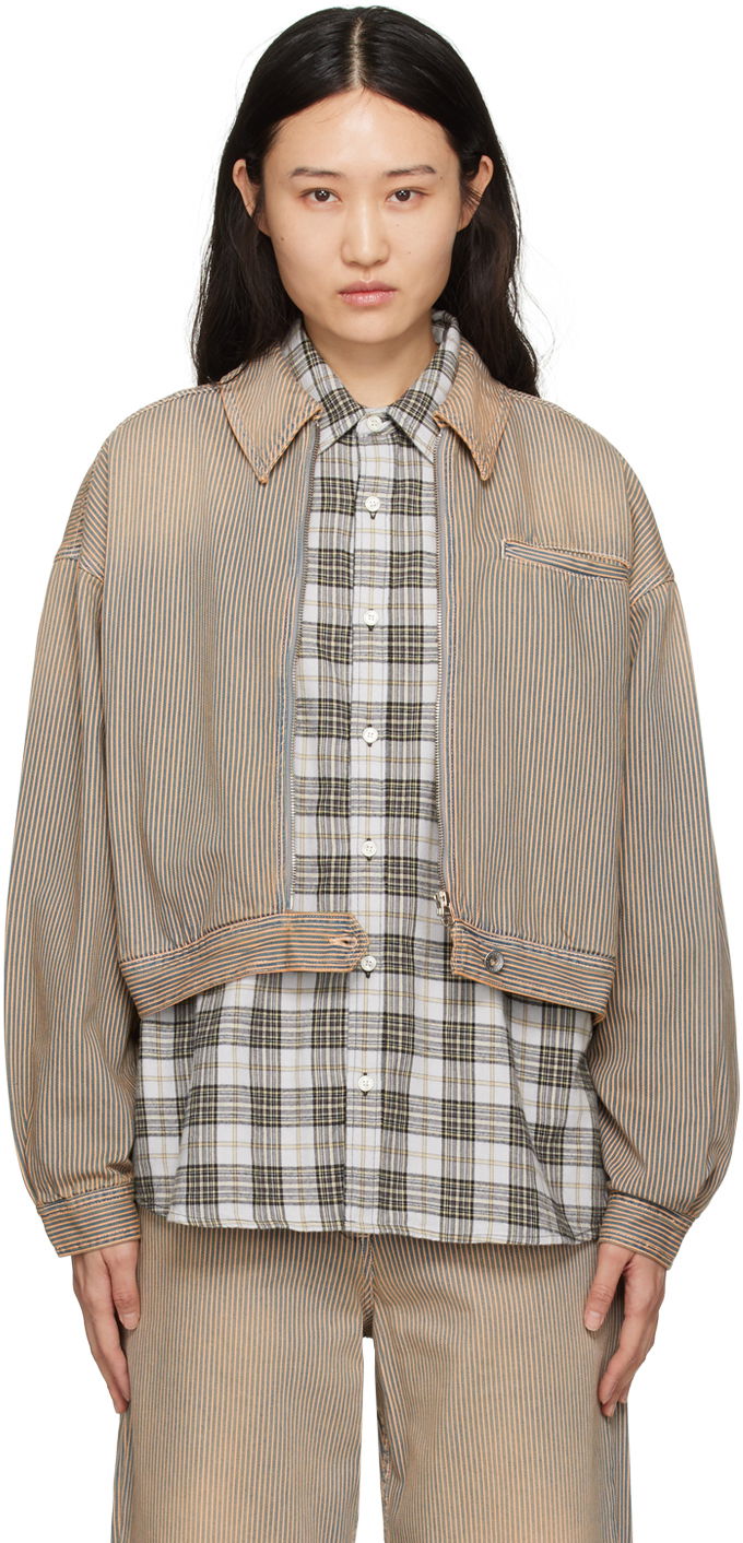 Jakke YMC Burnside Cropped Denim Jacket Beige | Q5WAH