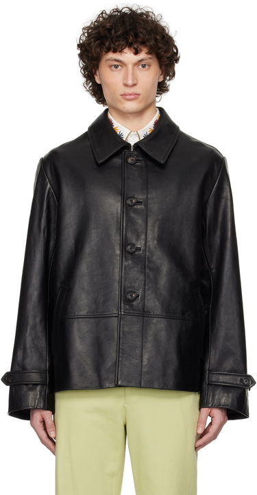 Jakke Bode Bode Cropped Continental Leather Jacket Sort | MRS25OW001, 0