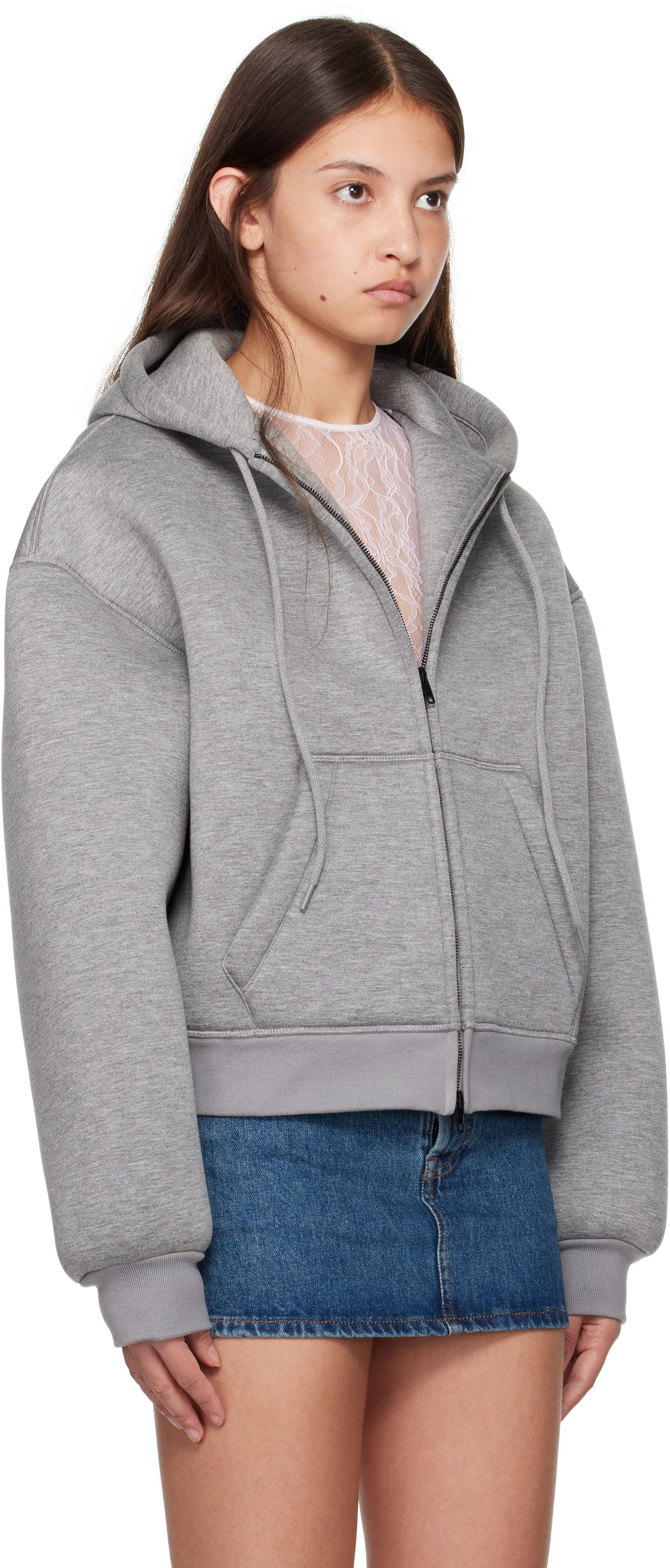 Sweatshirt WARDROBE.NYC WARDROBE.NYC Bonded Zip-Up Hoodie Grå | W1093F24BJ, 1