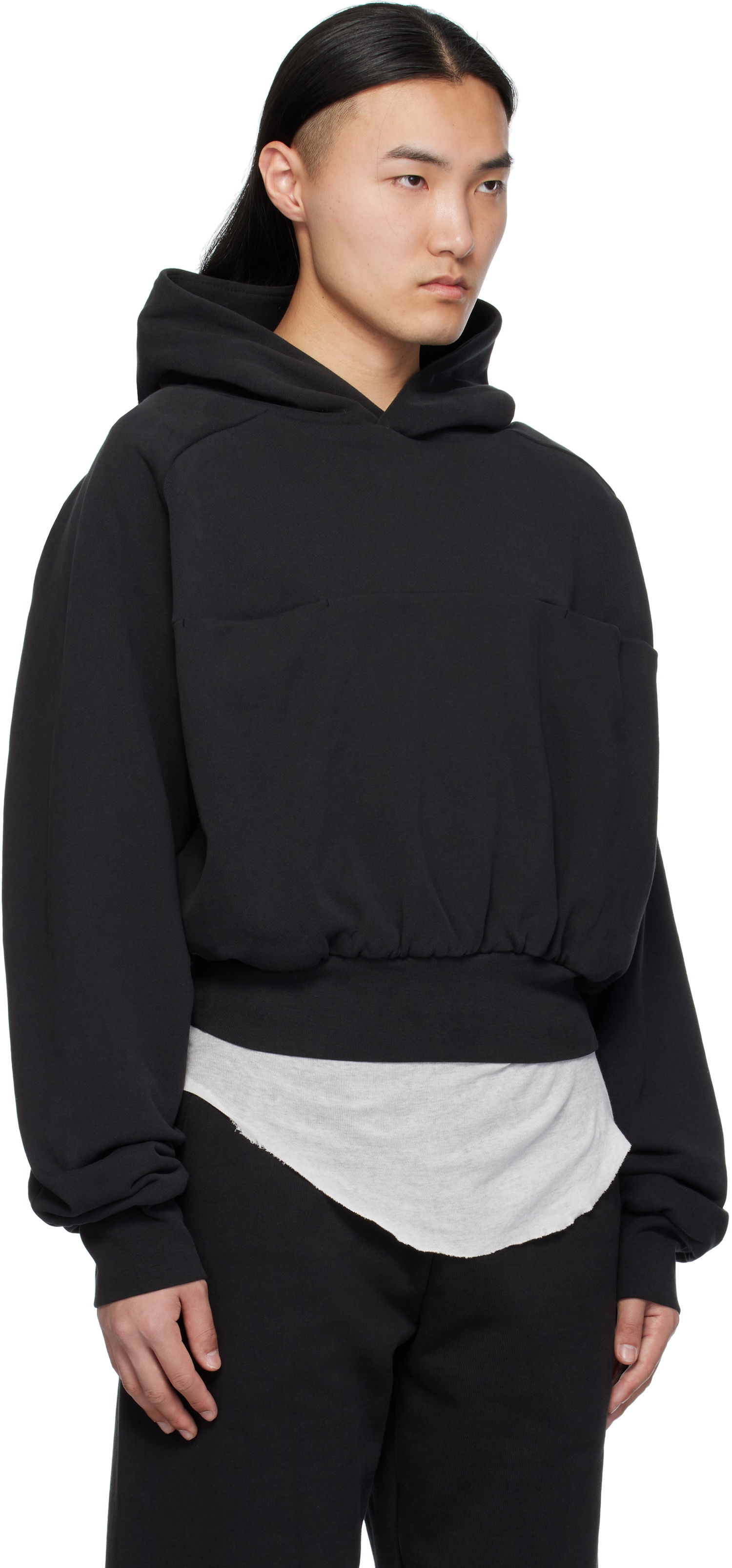 Sweatshirt Entire Studios Double Double Cropped Hoodie Sort | ES2367SO, 1