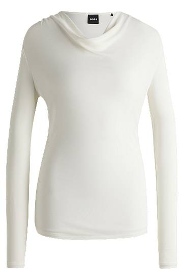 Sweater BOSS Stretch Crepe Cowl Neck Top Hvid | 50523978