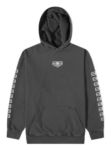 Sweatshirt Balenciaga Embroidered Sleeve BB Logo Popover Hoody Grå | 570811-TMVG6-9034