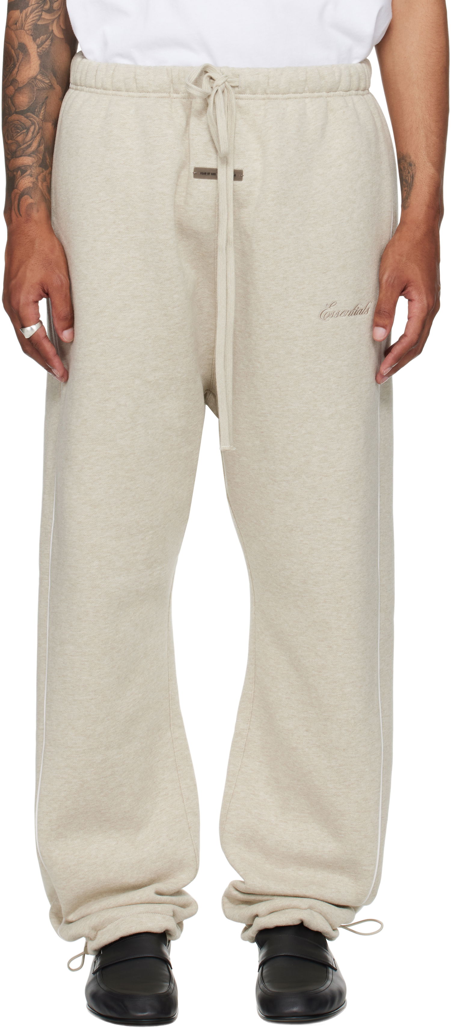 Joggingbukser Fear of God Fear of God ESSENTIALS Relaxed Fleece Piping Sweatpants Beige | 130SP258062F, 0
