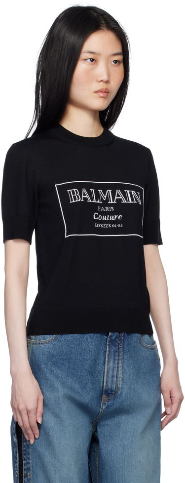 T-shirt Balmain 'Couture' Knit T-shirt Sort | EF1KA115KH87, 1