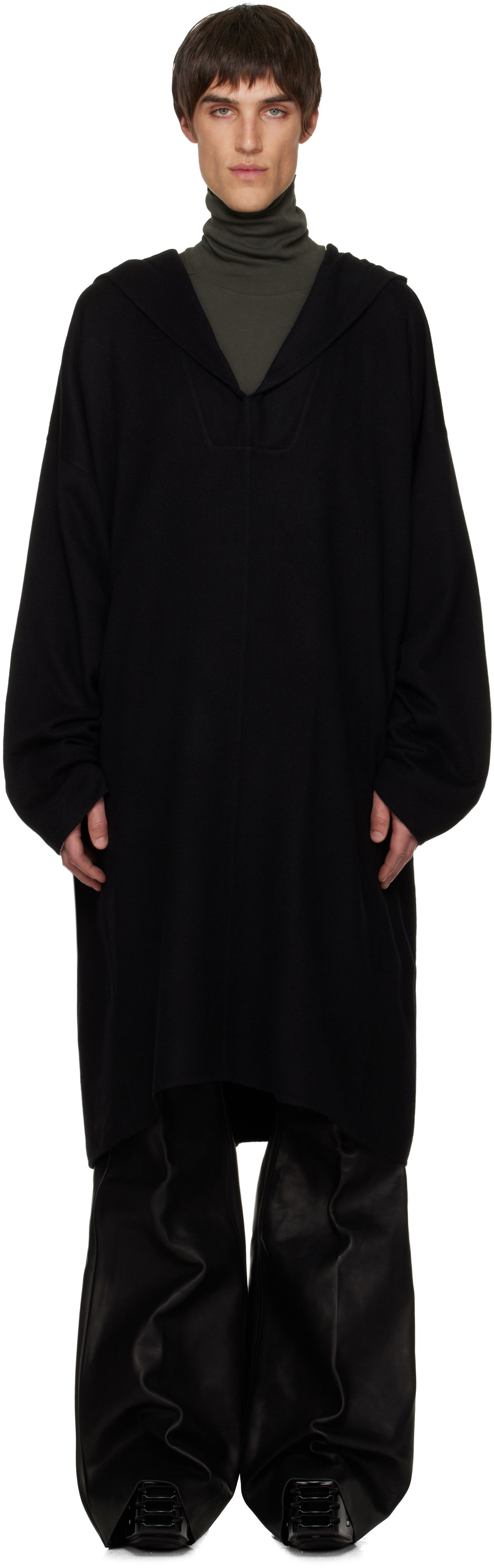 Frakker Rick Owens Rick Owens Concordians LS Knee Kaftan Coat Sort | RR02E1910 DBC, 0