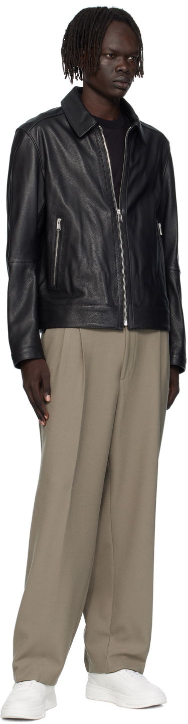 Jakke BOSS Regular-Fit Leather Jacket with Zip Closure Brun | 50543214, 3