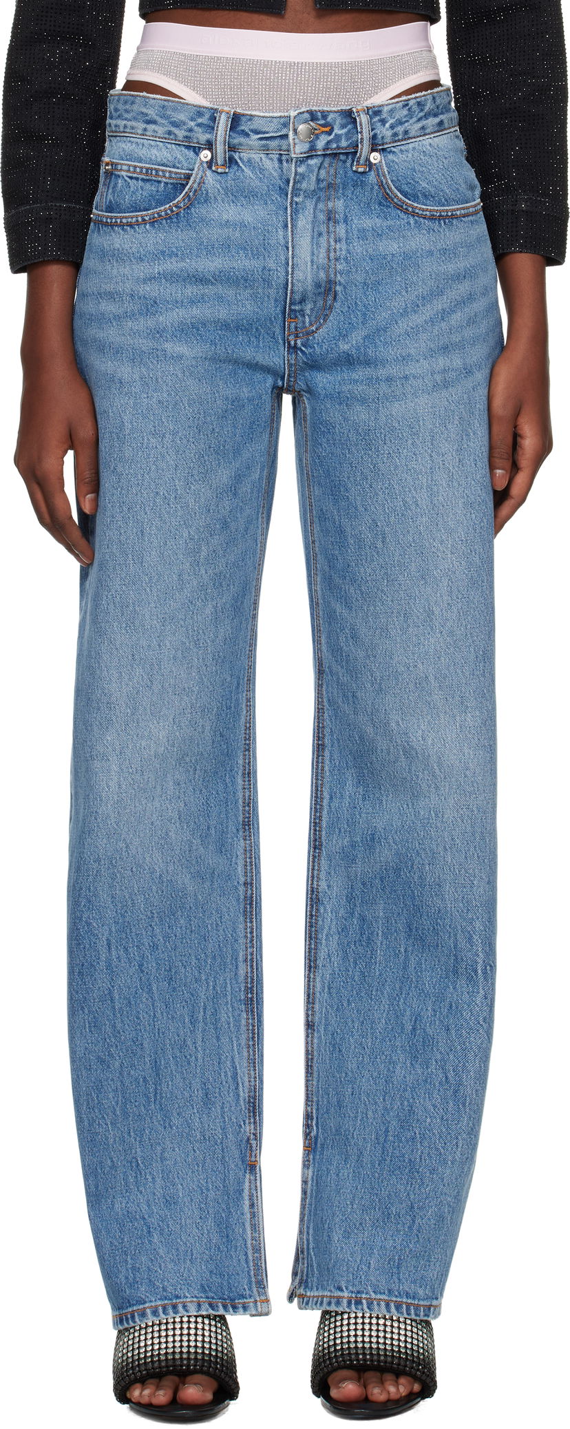 Jeans Alexander Wang Straight-Leg Slit-Hem Jeans Blå | 4DC4244440