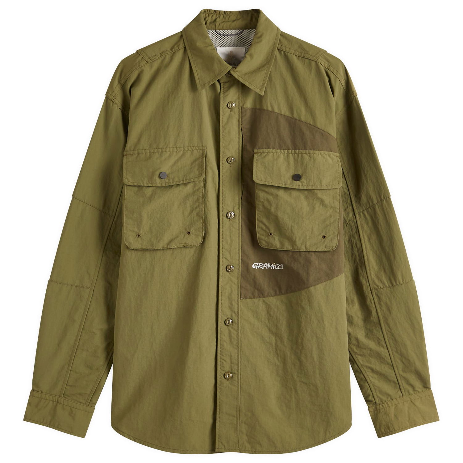 Skjorte GRAMICCI Gramicci Brentwood Nylon Shirt, Size Large Grøn | G5SM-J038-OLV, 0