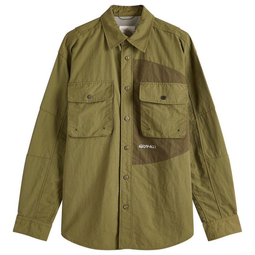 Skjorte GRAMICCI Gramicci Brentwood Nylon Shirt, Size Large Grøn | G5SM-J038-OLV