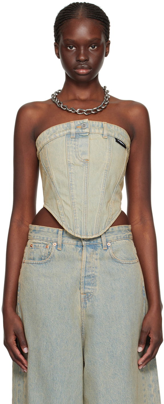 Tanktop VETEMENTS Paneled Denim Tank Top Beige | WE64TO100S