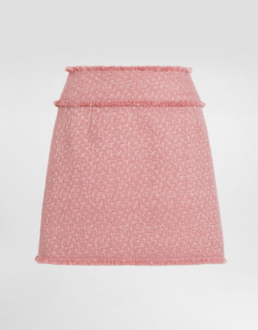 Nederdel Dolce & Gabbana Dolce & Gabbana Wool Raschel Tweed Miniskirt Lyserød | F4CR5THUMUAF0473, 0
