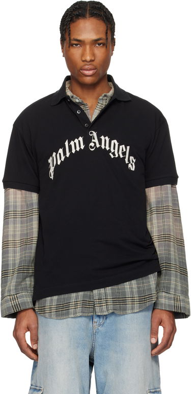 Polo skjorte Palm Angels Palm Angels Curved Logo Polo Sort | PMGB012S25FAB0031003, 0