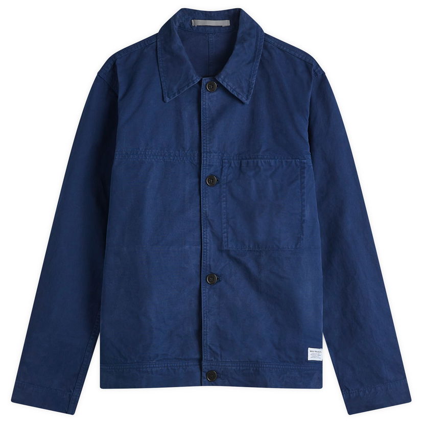 Jakke NORSE PROJECTS Norse Projects Marcus Canvas Overshirt, Size Large Blå | N40-0821-7555