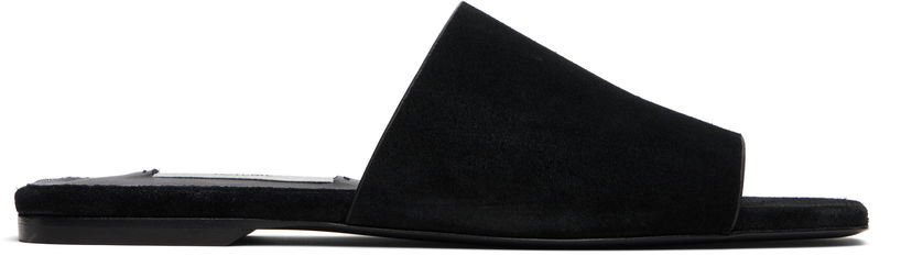 Skopleje TOTEME TOTEME Velour-Leather Bandeau Sandals Sort | 253-WAS0244-LE0004