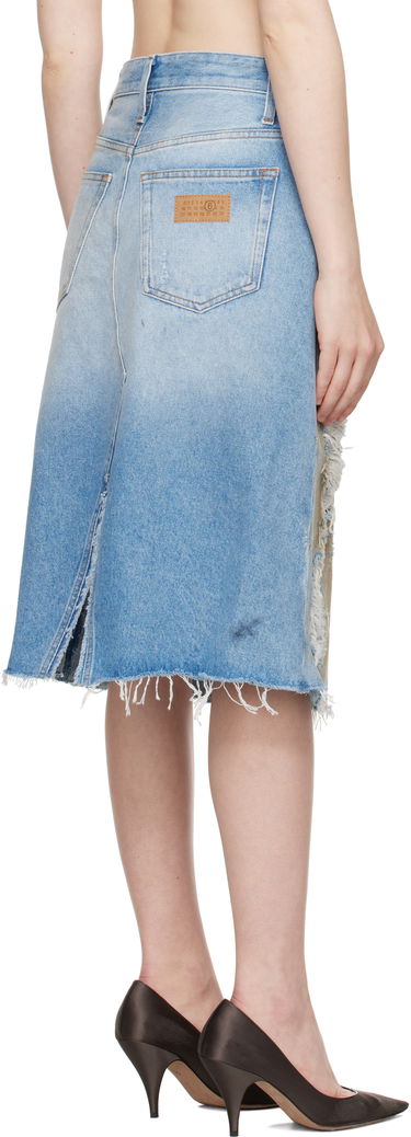 Nederdel Maison Margiela MM6 Maison Margiela Distressed Denim Midi Skirt Blå | S62MI0034 M30018, 2