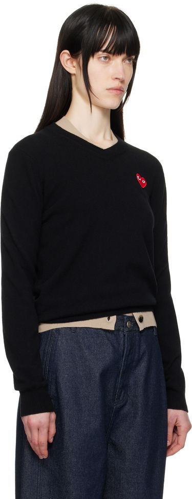 Sweater Comme des Garçons COMME des GARÇONS PLAY Heart V-Neck Sweater Sort | AX-N002-051, 1
