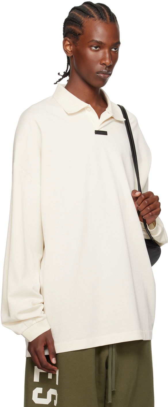 Polo skjorte Fear of God Fear of God ESSENTIALS Logo Patch Long Sleeve Polo Hvid | 125BT244322F, 1