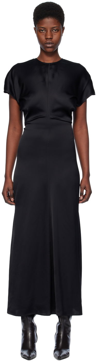 Kjole TOTEME TOTEME Slouch Waist Maxi Dress Sort | 241-WRD1103-FB0020