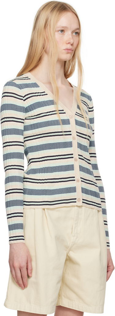 Sweater MAISON KITSUNÉ Maison Kitsuné Fine Rib Striped Cardigan Flerfarvet | OW00505KT1122, 1