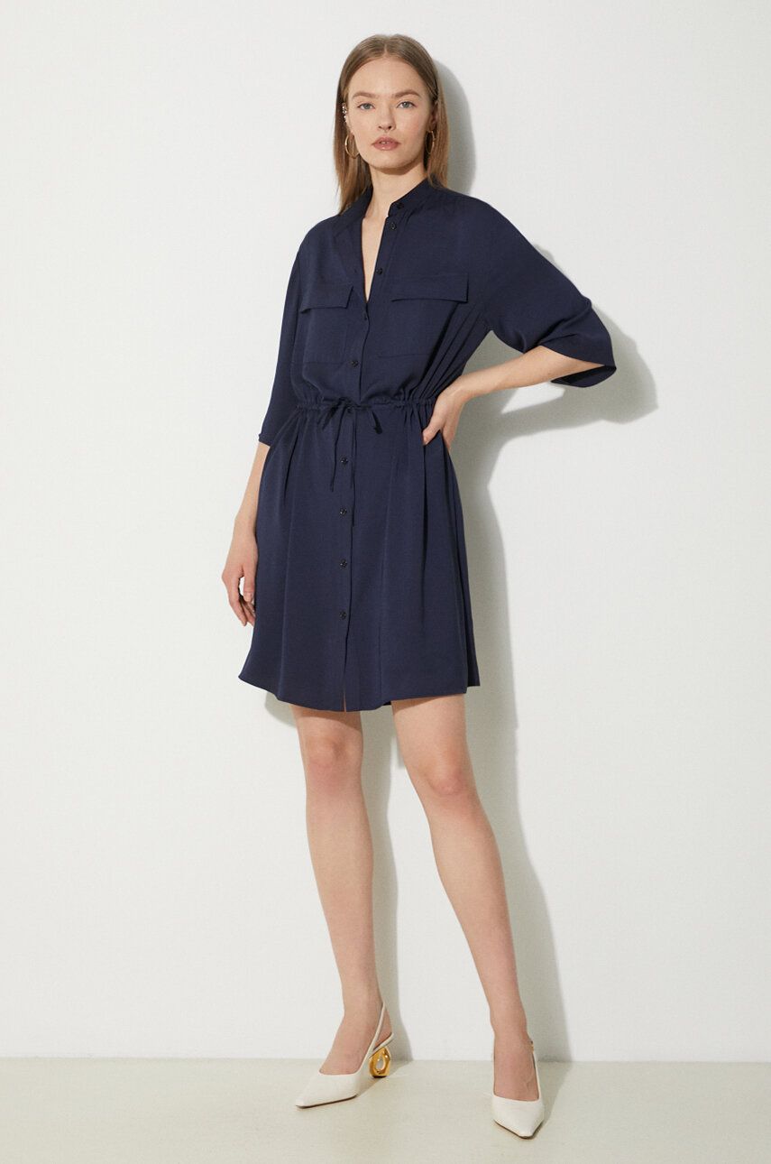 Kjole MAISON KITSUNÉ Maison Kitsuné Double Pocket Mini Dress Mørkeblå | MW01607WF0022, 1
