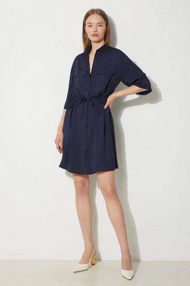 Kjole MAISON KITSUNÉ Maison Kitsuné Double Pocket Mini Dress Mørkeblå | MW01607WF0022, 1