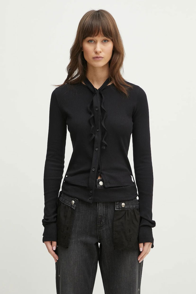 Sweater Ottolinger Ottolinger Double Closure Rib Cardigan Sort | 104.600204.01