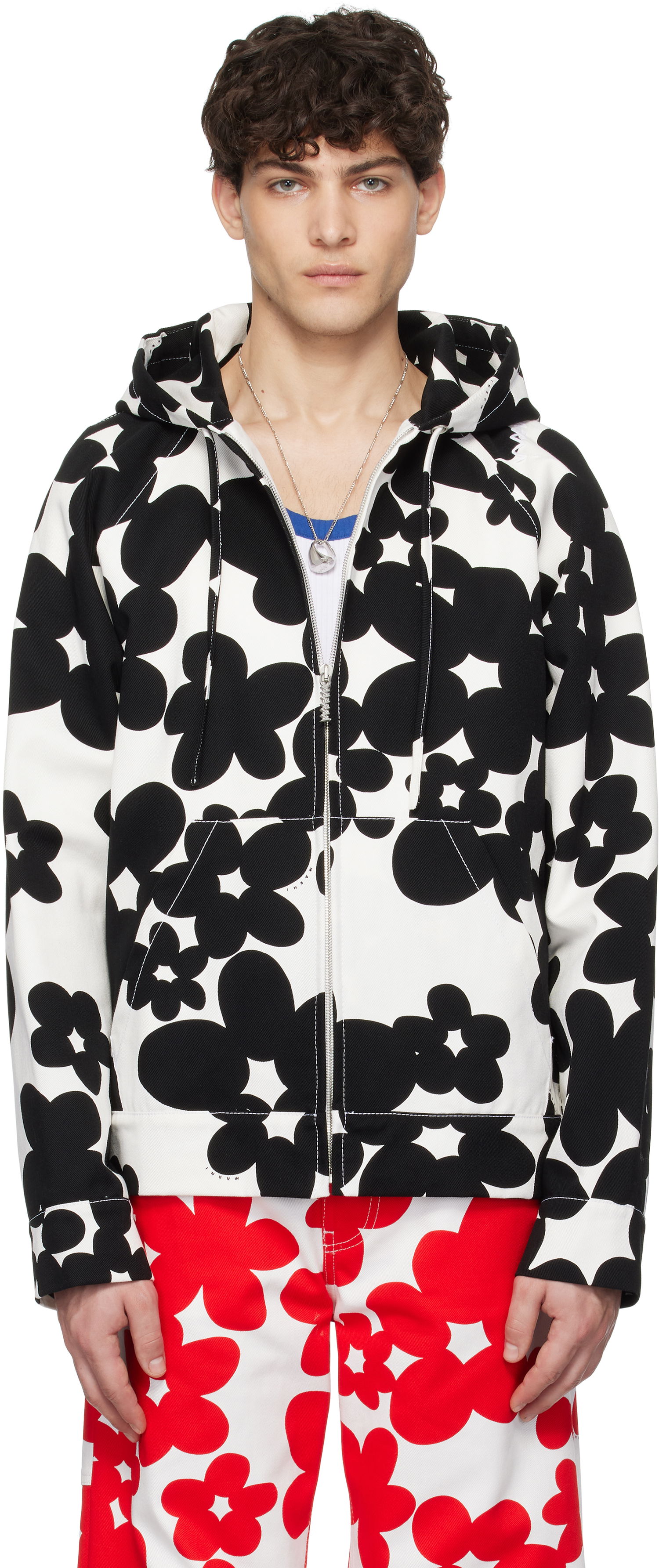 Sweatshirt Marni Marni Dillies Print Hooded Jacket Hvid | JUMU0182SU UTC462, 0