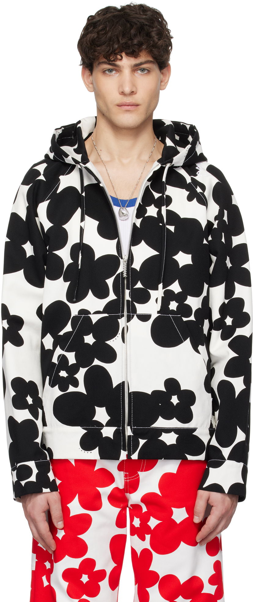 Sweatshirt Marni Marni Dillies Print Hooded Jacket Hvid | JUMU0182SU UTC462