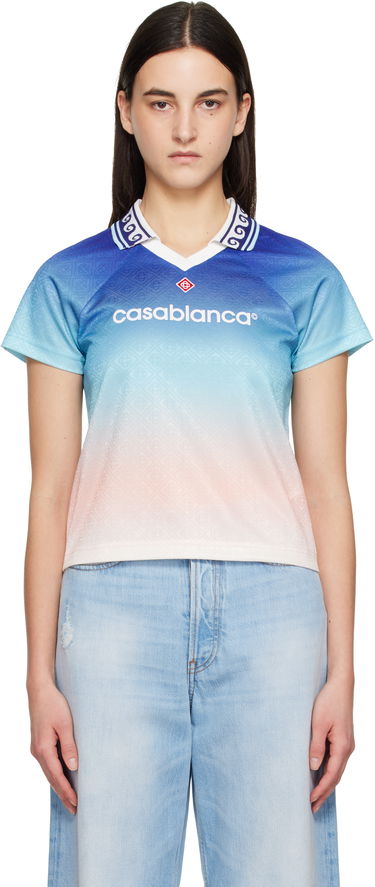 Polo skjorte Casablanca Casablanca Jacquard Monogram Football T-Shirt Blå | WPS25-JTP-302-02, 0