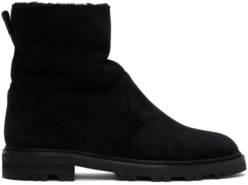 Tøj Manolo Blahnik Manolo Blahnik Tomosa Suede Shearling Boots Sort | 324-2781