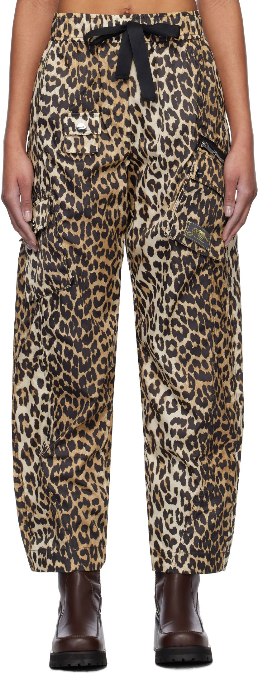 Cargo bukser GANNI GANNI Duchesse Nylon Cargo Pants Beige | W0477