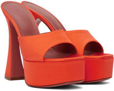 Skopleje Amina Muaddi Amina Muaddi Dalida Heeled Satin Platform Sandals Orange | DALIDA SANDAL PLATEAU SATIN, 3