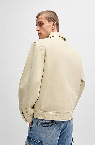 Jakke BOSS Regular-Fit Cotton Canvas Jacket Beige | 50530589, 1