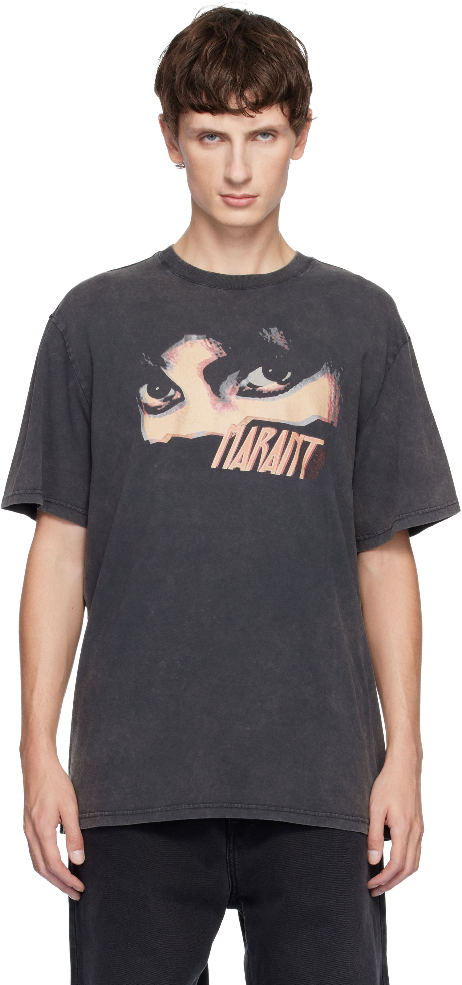 T-shirt ISABEL MARANT Hugo Graphic Print Crewneck T-shirt Sort | 25ATS0149HA-C3N05H, 0