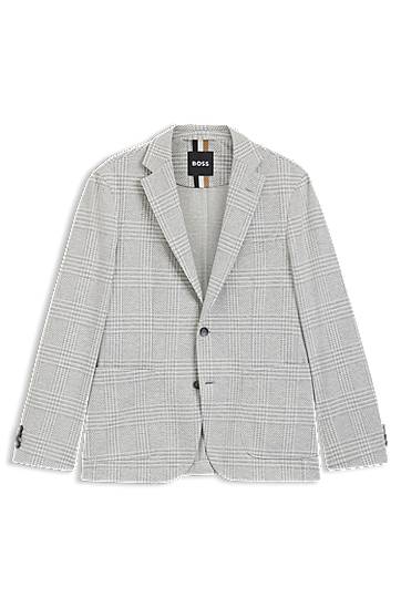 Jakke BOSS Slim Fit Checked Stretch Blazer Grå | 50551598, 0