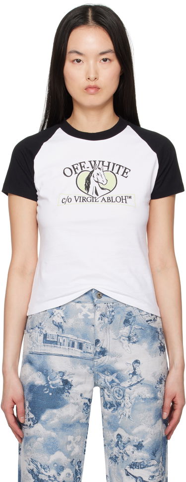 T-shirt Off-White Off-White Horse Billboard Raglan T-Shirt Hvid | OWAA137S25JER0010110, 0