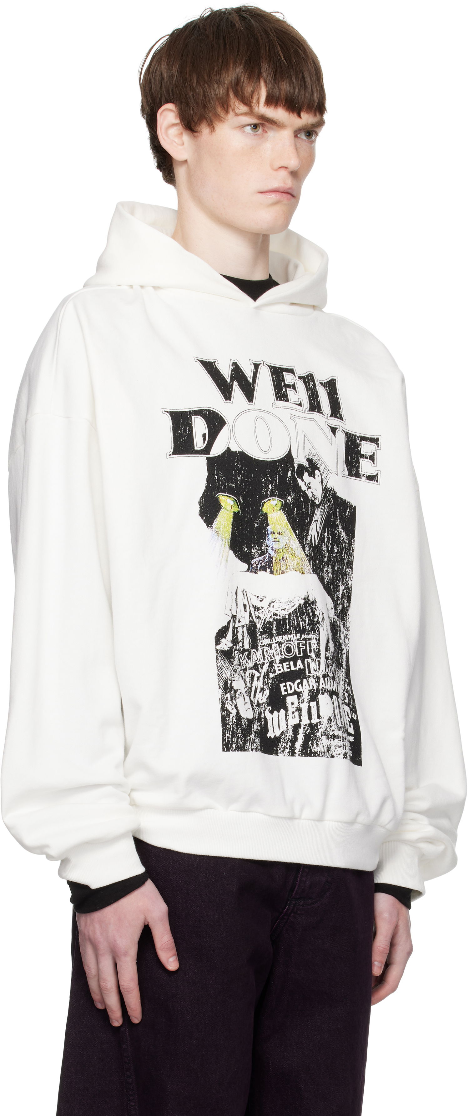 Sweatshirt We11done We11done Cat Poster Graphic Hoodie Hvid | WD-TH2-25-837-U-WH, 1