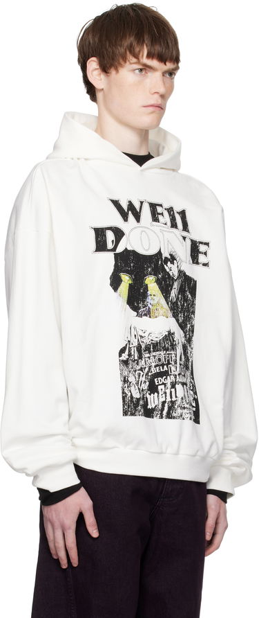 Sweatshirt We11done We11done Cat Poster Graphic Hoodie Hvid | WD-TH2-25-837-U-WH, 1
