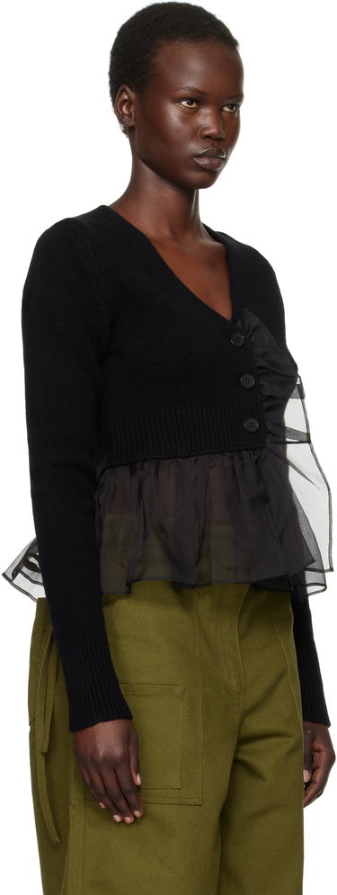Sweater Cecilie Bahnsen Ruffle Trim Cropped Cardigan Sort | 4.24KNI52001 PHLOX CARDIGAN, 1