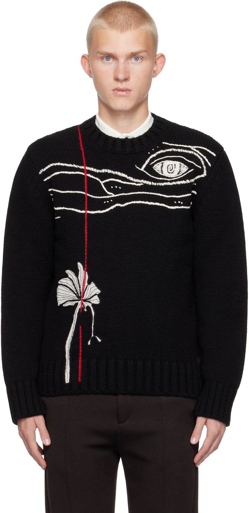 Sweater FERRAGAMO Embroidered Crewneck Sweater Sort | 778348