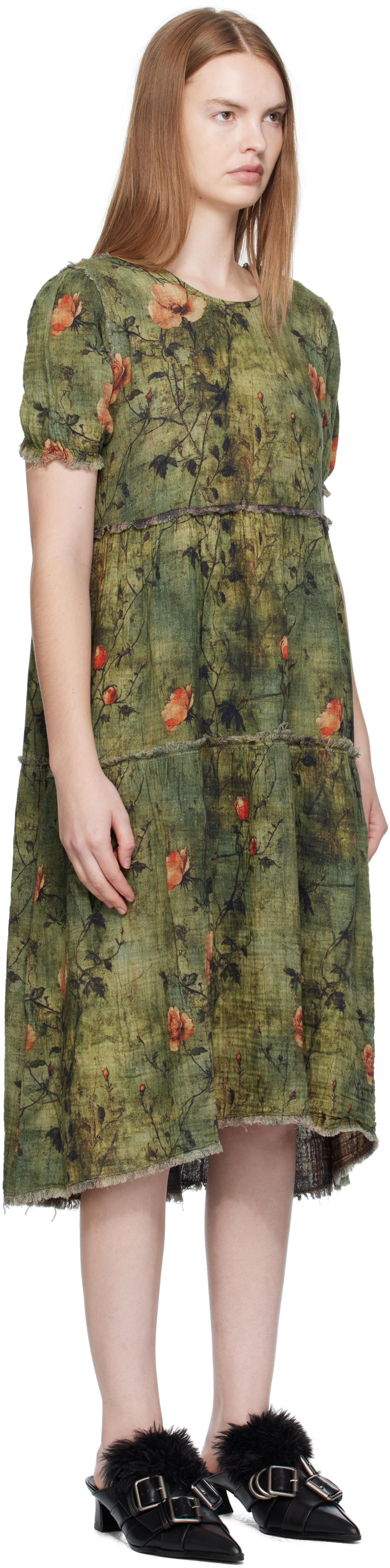 Kjole R13 R13 Relaxed Reversible Midi Dress Grøn | R13WR465-R582B, 1