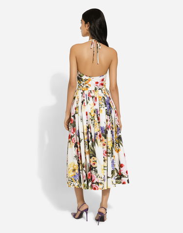 Kjole Dolce & Gabbana Dolce & Gabbana Garden Print Cotton Midi Dress Hvid | F6HABTHS5Q1HA4YB, 2