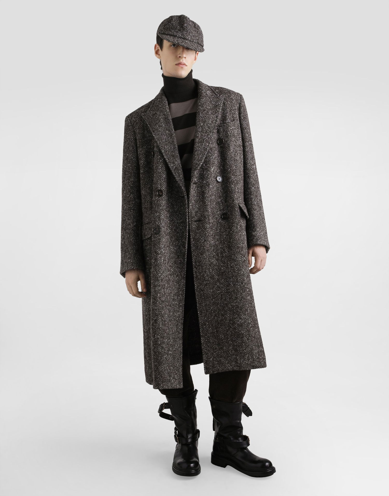 Frakker Dolce & Gabbana Dolce & Gabbana Double-breasted Herringbone Coat Grå | G038ZTFC2FDS8030, 1