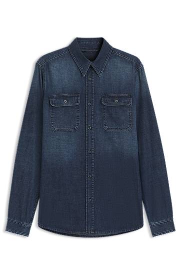Skjorte BOSS BECKHAM Ombre Denim Shirt Blå | 50554944