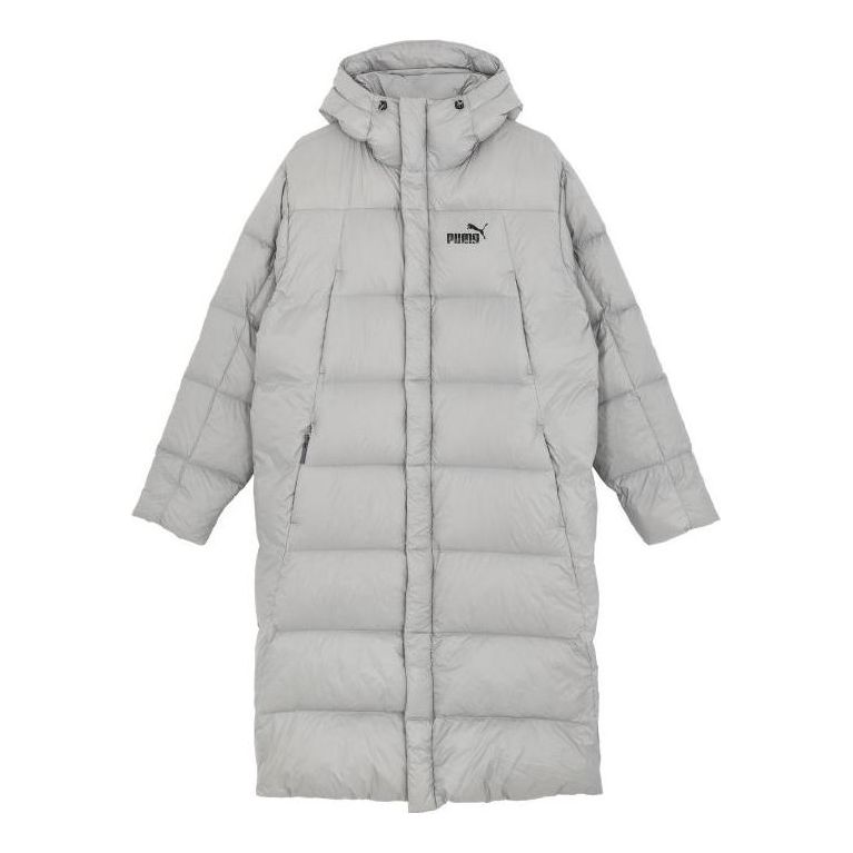Puffer jakke Puma Lightweight Hooded Down Coat Grå | 678345-14